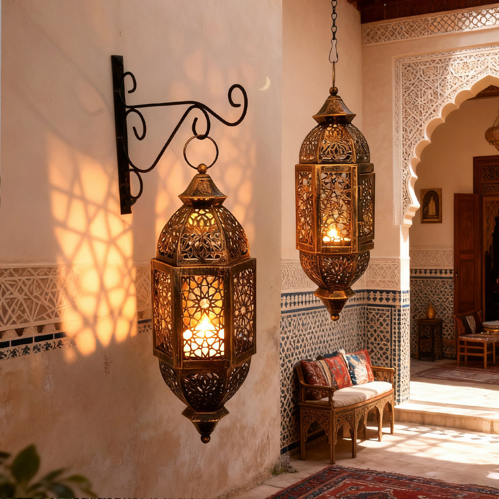 Moroccan Iron Candle Holder Hollow Lantern Style Lamp Handicraft Retro Distressed Home Decoration Ornaments NYJV