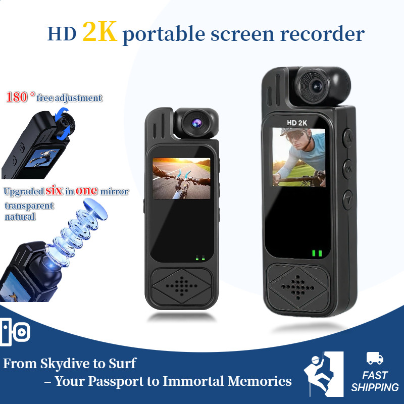 Bodycam Police Camera 1080P 2K HD Sports CameraRotatable Night Vision Digital Video Recorder 1.3inch