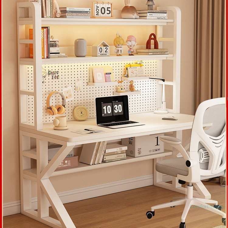 Desk, Bookshelf, Integrated Perforated Board, Home Children'S Study Desk, Writing Desk, Bedroom Computer Desk