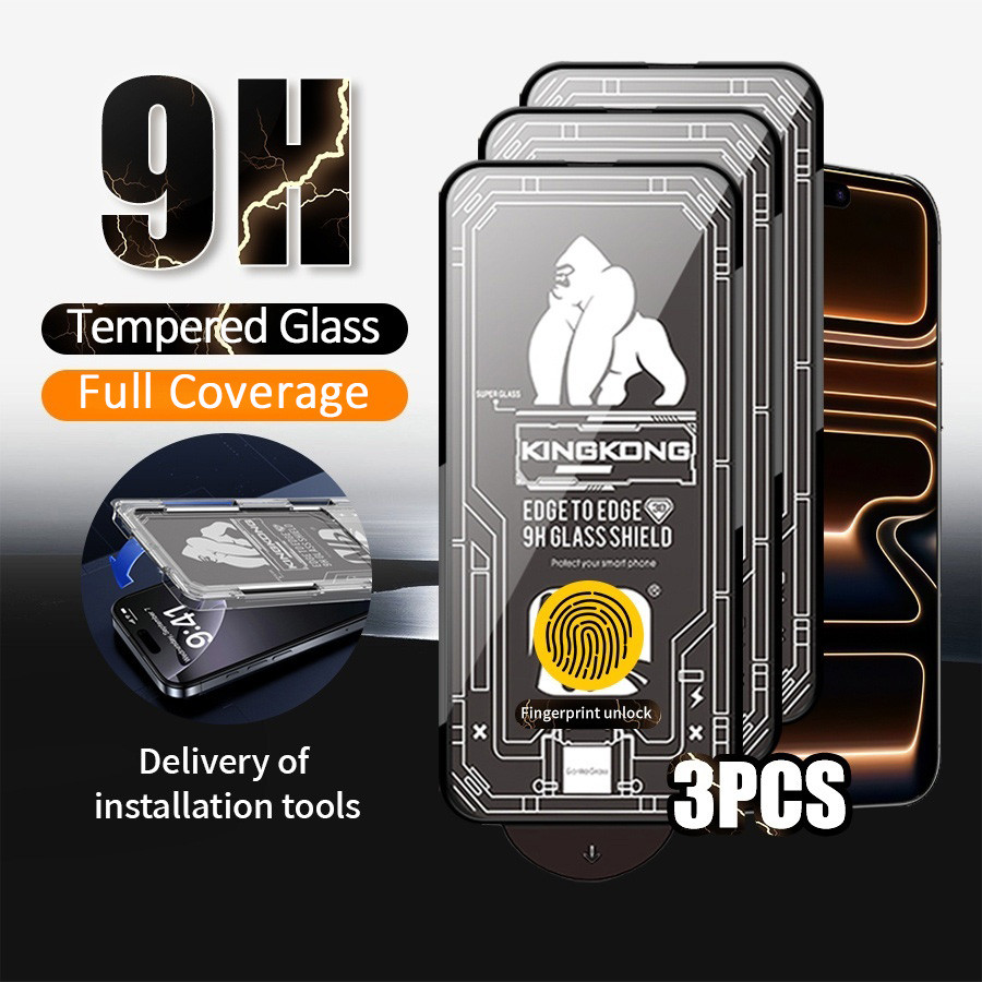 For iPhone 17 16 15 14 13 12 11 Pro Max XS Max X XR Plus Full Cover NK King Kong HD Clear Privacy Screen Protector Tempered Glass Screen Protector with Easy Installation Tool