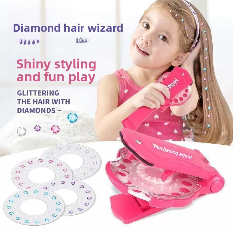 Children Toys Hairdressing Wig Crown Headdress Fixed Diamond Hair Accessories diy Hair Accessories Styling Hair Nail Diamond Machine Flash Diamond Machine