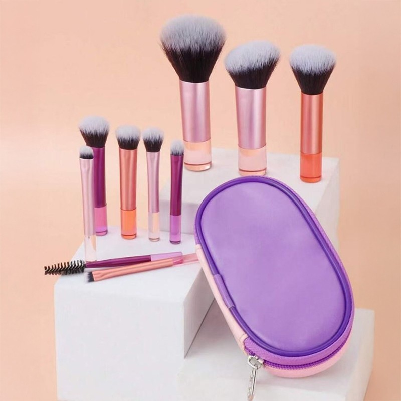 Style Outdoor Multicolor Portable Eyeshadow Brushes 10Pcs Travel Set Bag Berus Pembayang Mata Pelbagai Warna Mudah Alih - Image 3