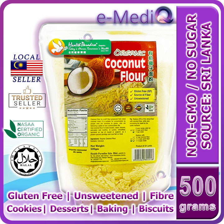 Health Paradise Organic Coconut Flour 500g  [HALAL | Gluten Free | Non Dairy | Vegan] 有机椰子粉 (Exp : J