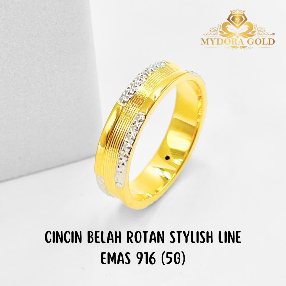 MYDORA Cincin Belah Rotan Stylish Line (5G) l EMAS 916/22K