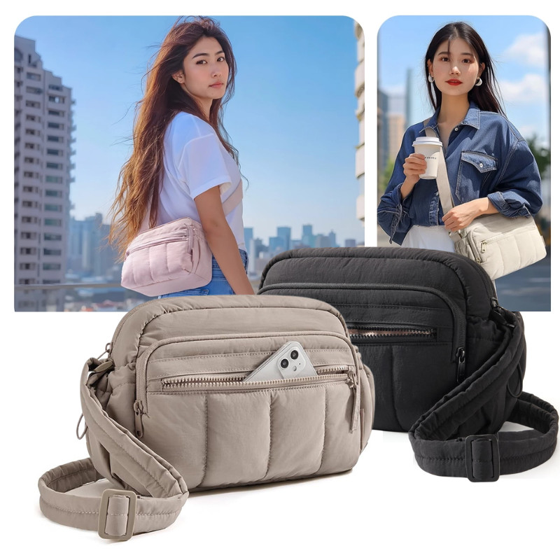 Puffer Crossbody & Shoulder Bag Women Crossbody Bag Lightweight Small Purses Quilted Puffer Shoulder Handbag for Daily Leisure Travel