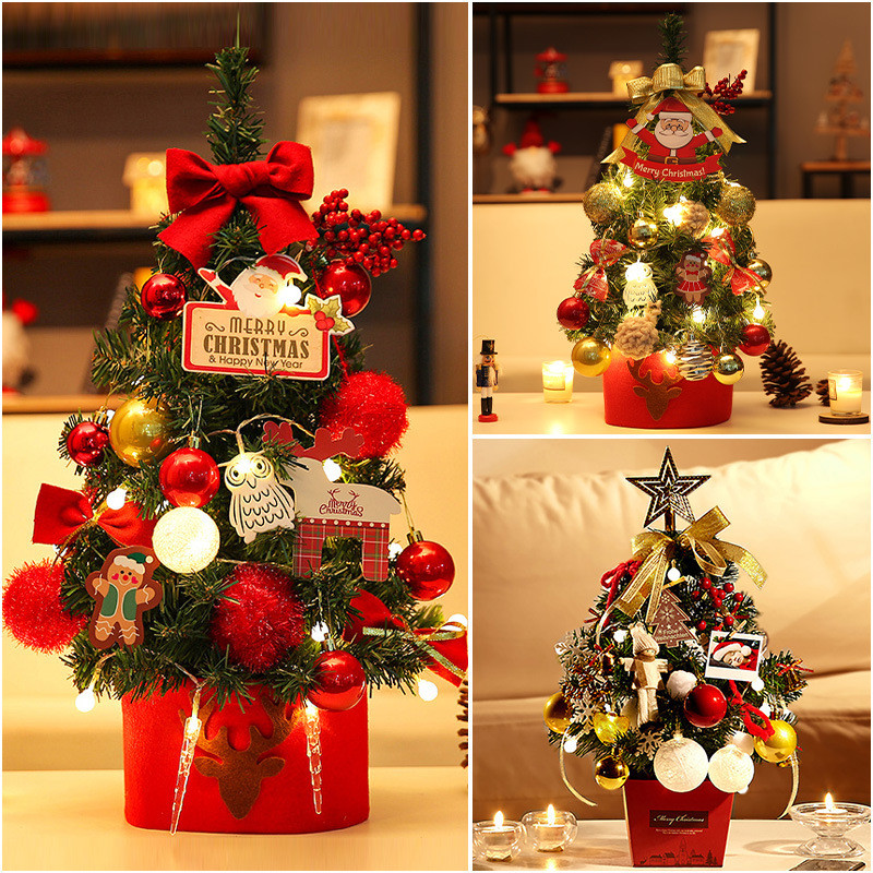 DIY Christmas Tree Set, Small Mini Glowing Home Countertop Ornament, Toy, Christmas Decoration