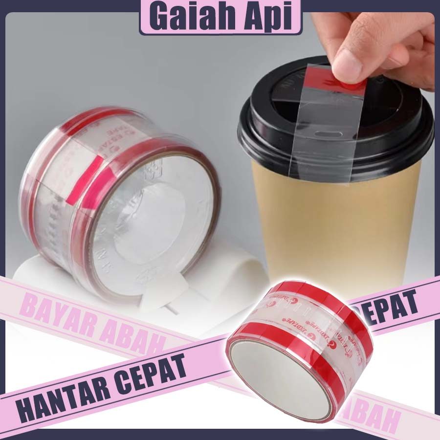 Milk Tea Sealing Stickers Index Type - Easy Tear Leak Proof Transparent Stickers for Takeaway Coffee Shop