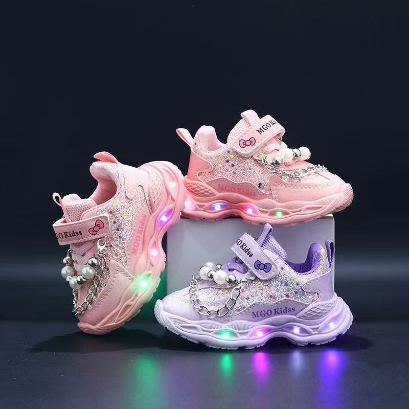 Alakad 21-30 Breathable LED Light Berlampu Pearl Chain for Kids Girls Cute & Fashion Sneakers Spider Spin
