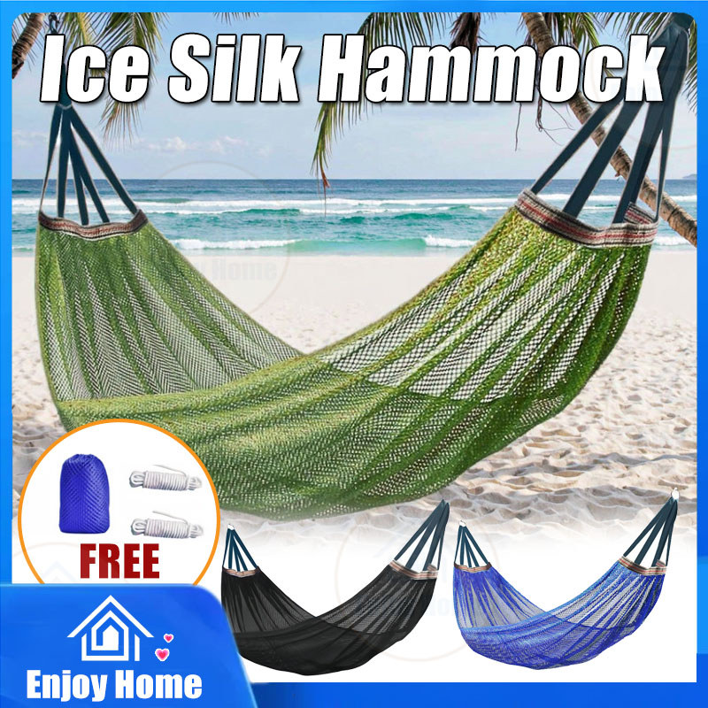 Ice Silk Design Hammock Beach Travel Outdoor Camping Swing Hanging Bed Chair Tree Hanging Swing Bed吊床