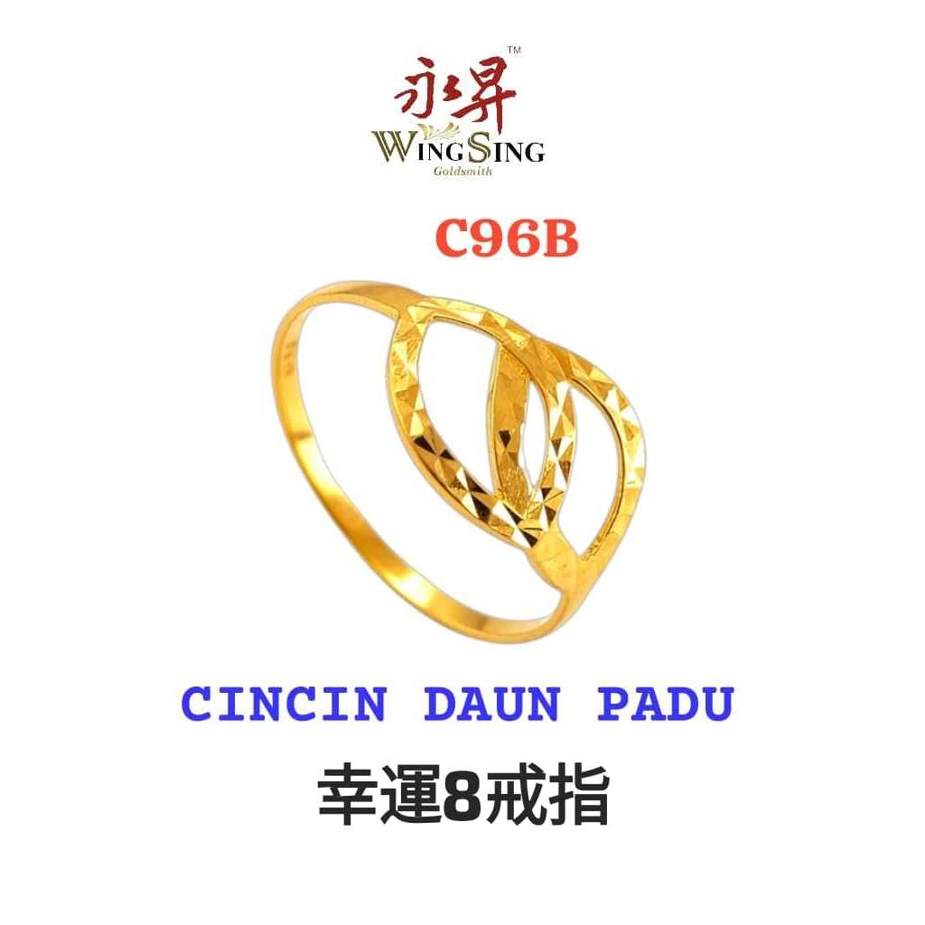 Wing Sing Cincin Daun Padu Tulen Bajet Emas 916/ 916 Gold Ring