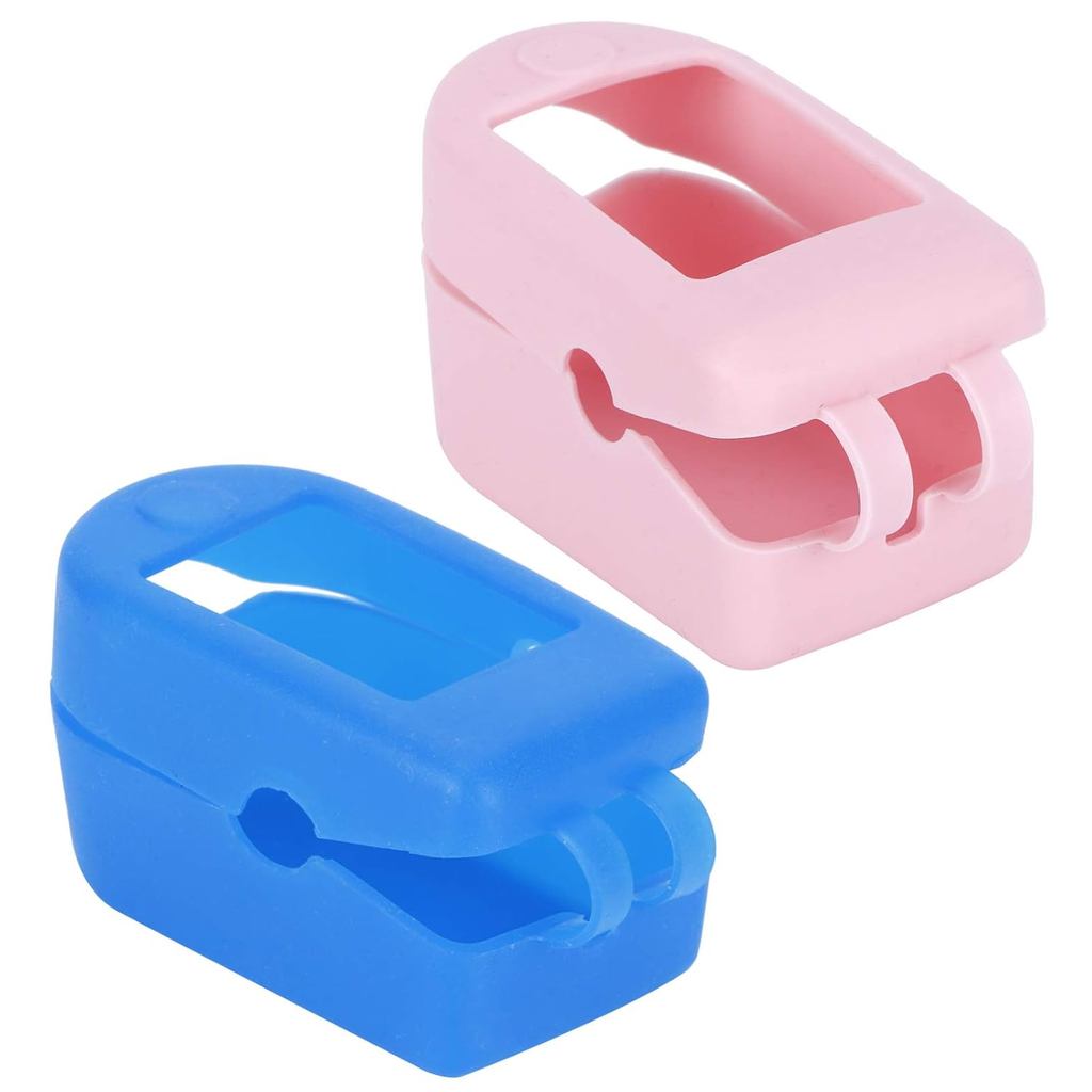 Tnfeeon 2Pcs Oximeter Silicone Cover,Portable Fingertip Pulse Monitor Protector Oximeter Storage Case for Travel Home(Blue)