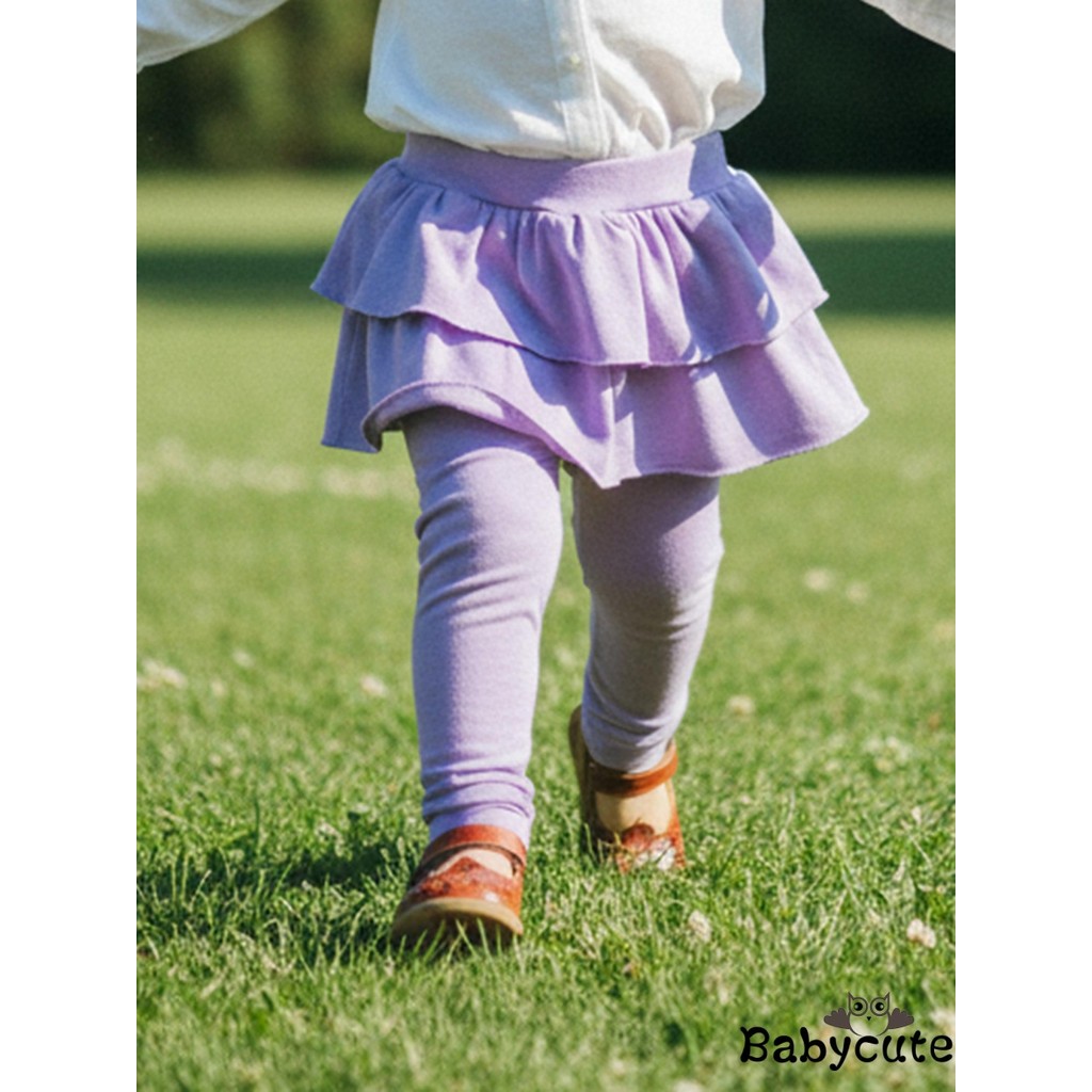 BBY-Toddler Baby Girls Leggings Fashionable Cute Solid Color Pants with Skirt