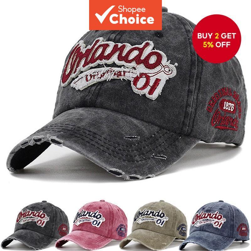 Korean Vintage Distressed Denim Cap - Retro Embroidered Letter Baseball Hat Unisex​​