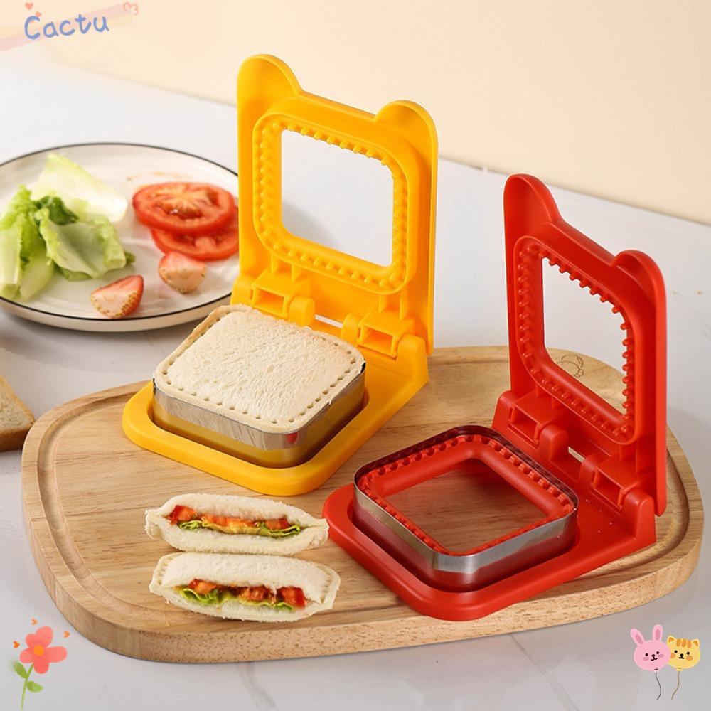 CACTU DIY Sandwich Cutters Mould, Lunch Box Decor Multiple Shapes Toast Bread Mold,  Stainless Steel Sealer Flip Sandwich Cutting Tool Baking Tools