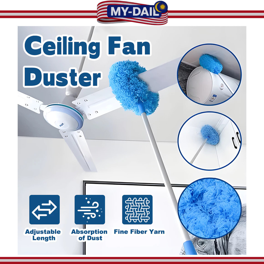 Ceiling Fan Duster Penyapu Sawang Sapu Siling Brush Adjustable Microfiber Duster Ceiling Fan Cleaner