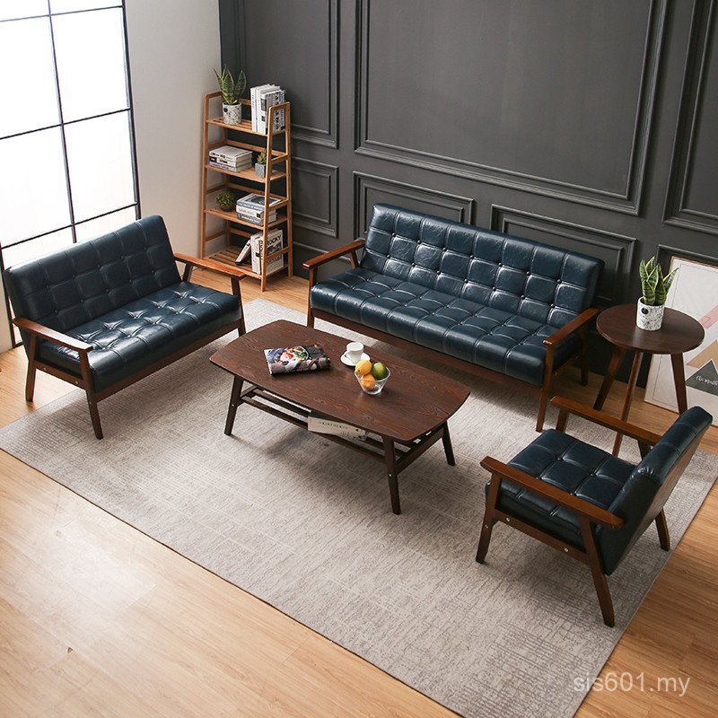 Business Coffee Table Combination Solid Wood Modern Three Sofa 6R Set Meeting Guest Office Negotiation Small Leather Art Simple Reception D8S3