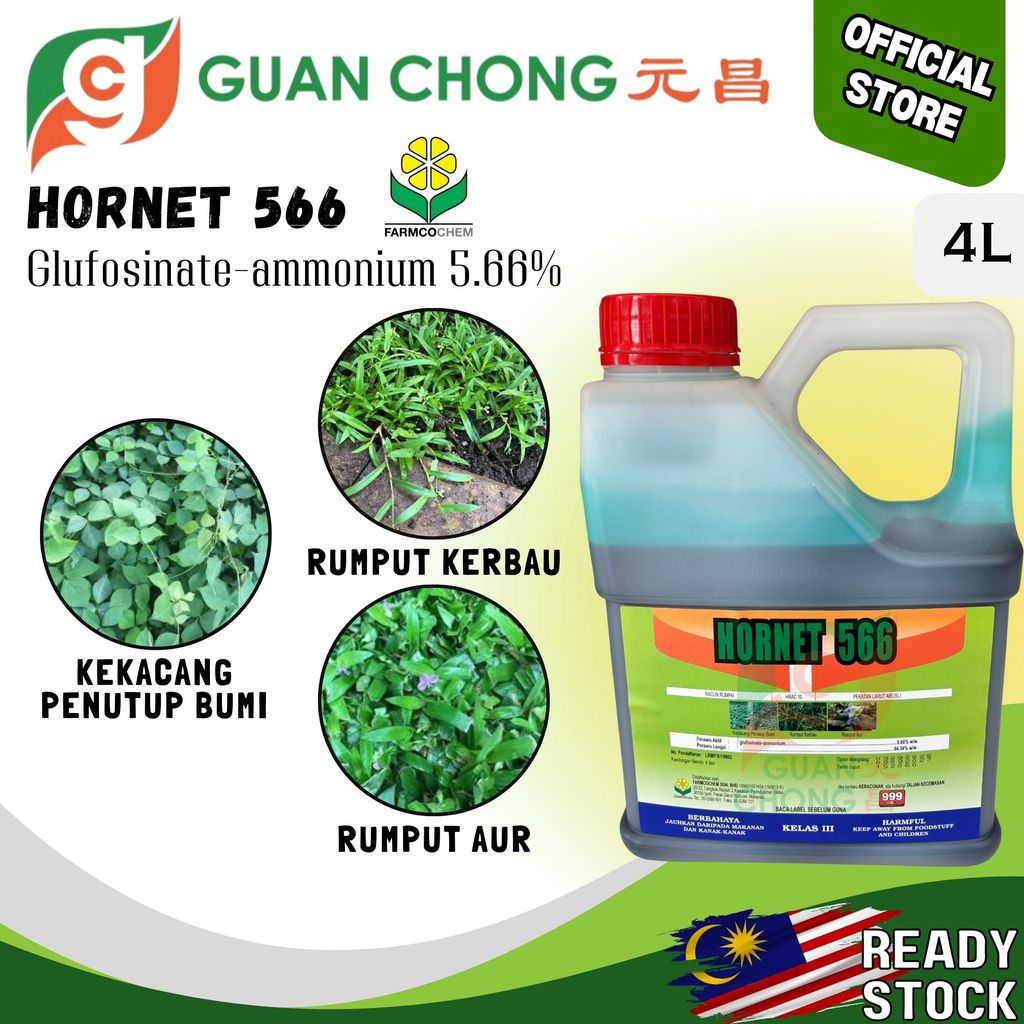 4L Hornet 566 Glufosinate-Ammonium 5.66% Racun Rumpai Herbicide Rumput Aur Kekacang Penutup Bumi