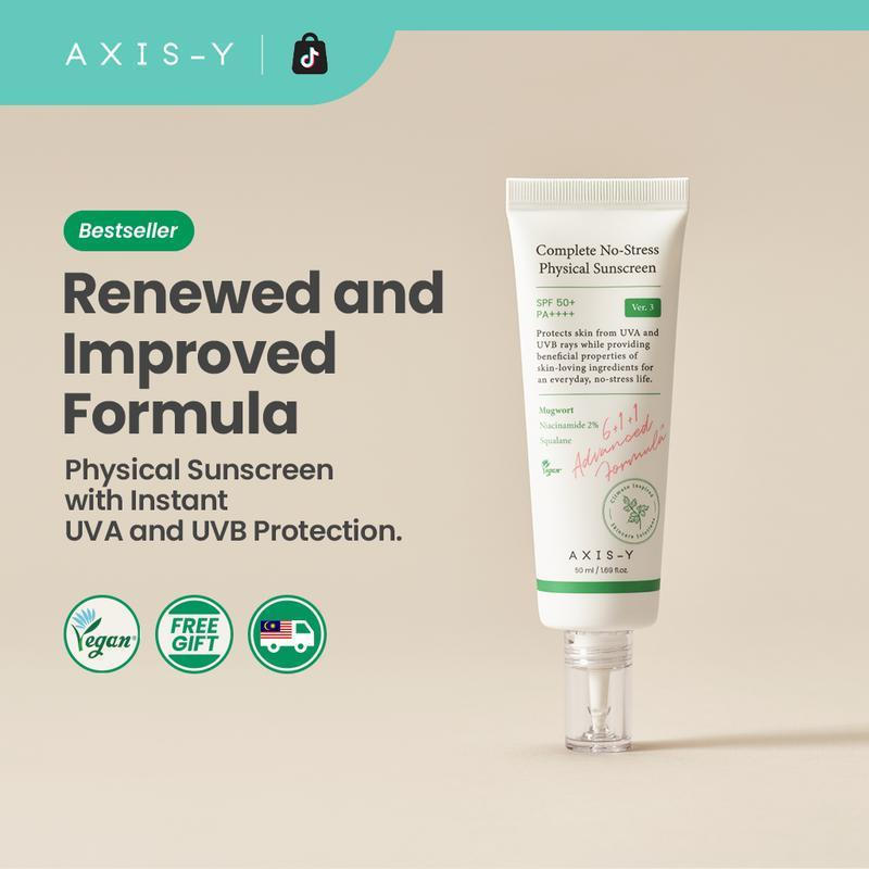 AXIS-Y Complete No Stress Physical Sunscreen (New Version V3) SPF50+ PA++++ Best Seller For Sun Protection Face Facial