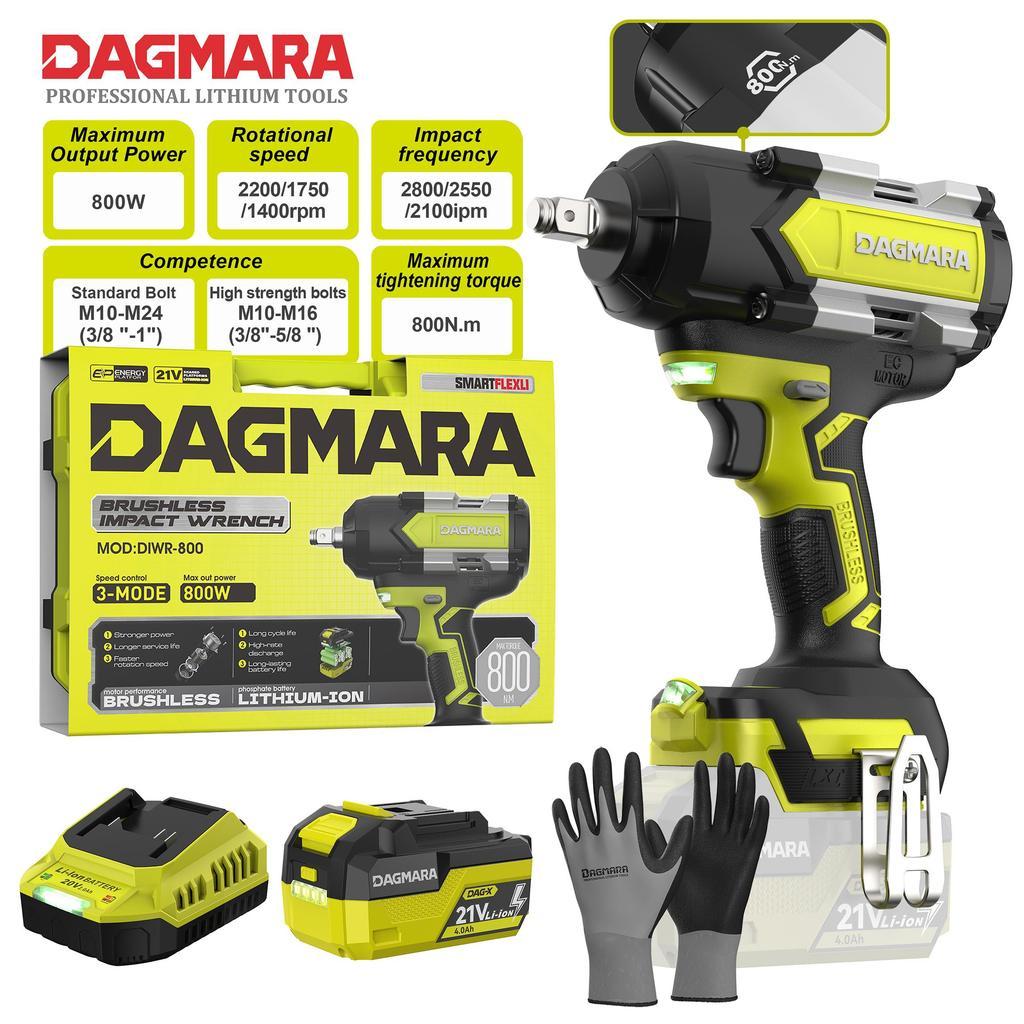 DAGMARA DIWR-800 High-Performance Impact Wrench, Aluminum Alloy Body for Ultra Cooling,Professional Power for Heavy-Duty