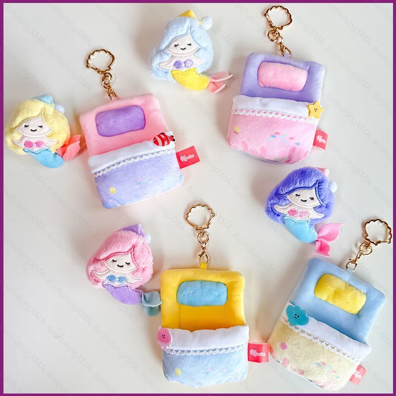 HT Cute Sleeping Mermaid Plush Dolls Gift For Girls Bag Pendant Plush Brooch Sleeping Bag Stuffed Toys For Kids HT