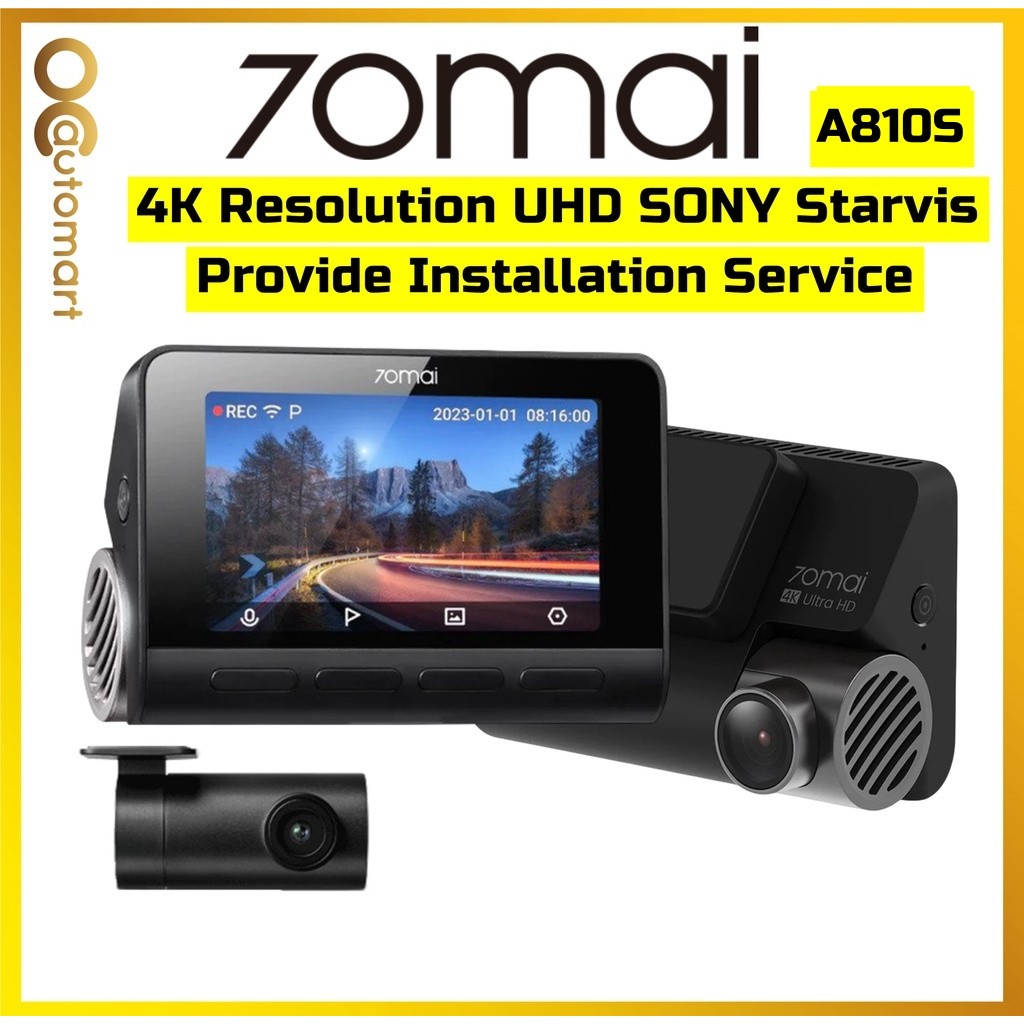 70mai A810S Dash Cam 4K Resolution Sony Starvis Lens Dual Vision Recorder with GPS ADAS DVR 70 Mai