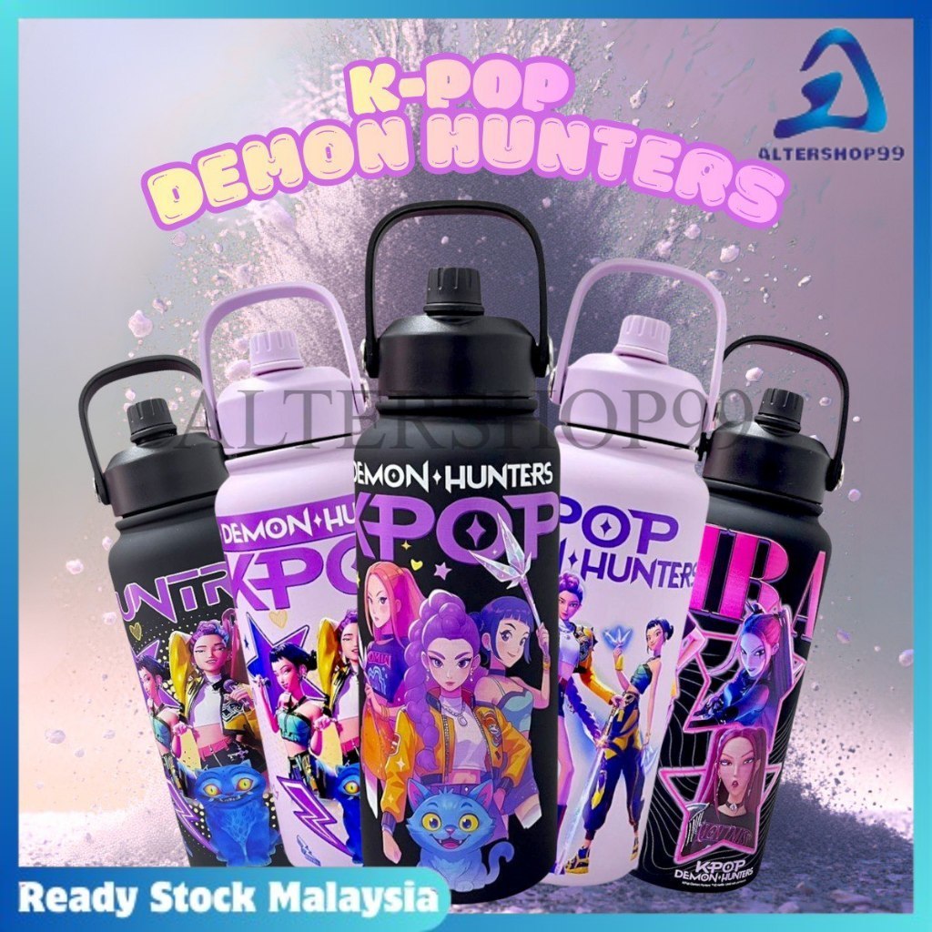 Stainless Steel Cartoon Tumbler with Straw 500ml/900ml/1000ml Hot/Cold KPOP Demon Hunter