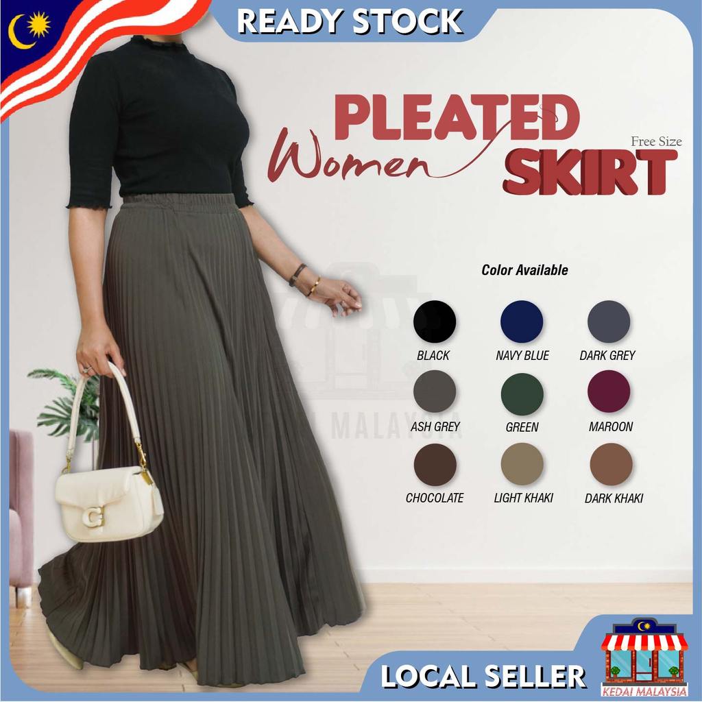 Pleated Skirt Italian Crepe Full Length/ Muslimah Skirt Pleated Princess Flowy/ Skirt Labuh/ Skirt Panjang #LW 2081