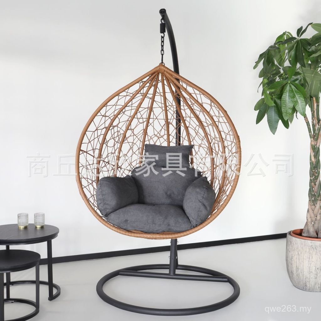 Home Hollow Basket Leisure Chair Courtyard European American Hanging Basket Fashion Bird's Nest Swing Indoor Cross-Border Swing Chair Braided Rattan D75U