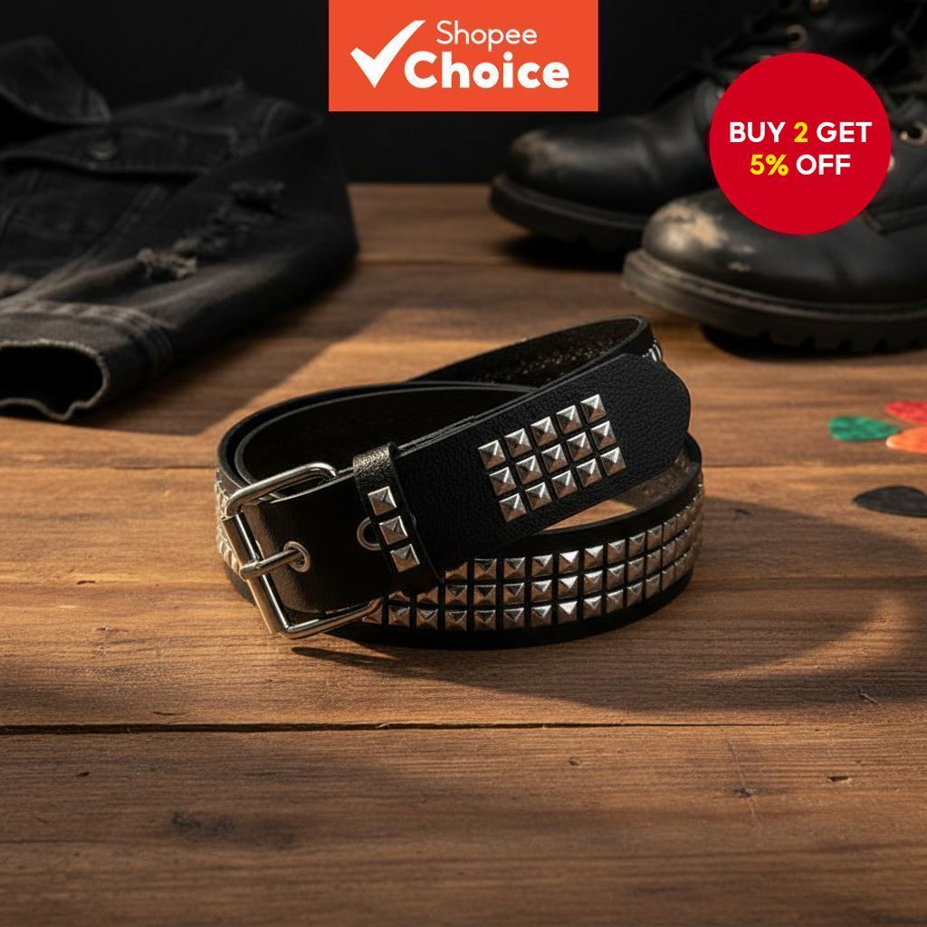  Adjustable Gothic Chain Waist Belt with Metal Studs - Y2K Punk Style for Rock & Casual Looks  Tali Pinggang Pinggang Rantai Gothic Boleh Laras dengan Kancing Logam – Gaya Punk Y2K untuk Rupa Rock & K