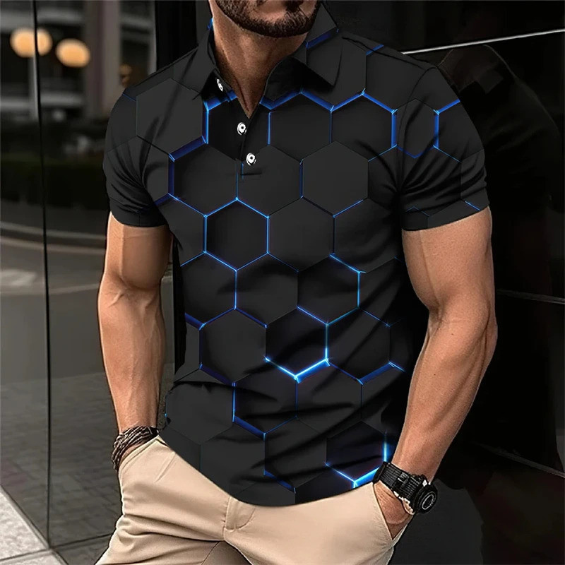 3D Printed Short Sleeve Polo Shirts For Men Clothes Cool Tech Style Short Sleeve Fashion Techwear Sports Muscle POLO Shirt O5N8