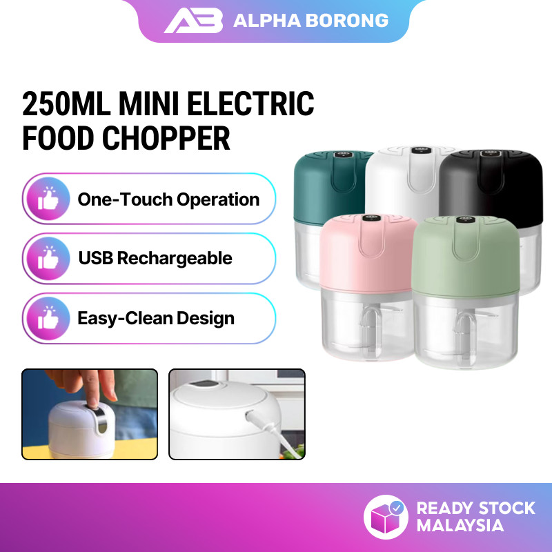 Alpha Borong 250ml Mini Blender Garlic Chopper Electric Food Chopper Portable Blender Meat Grinder Pengisar Serbaguna