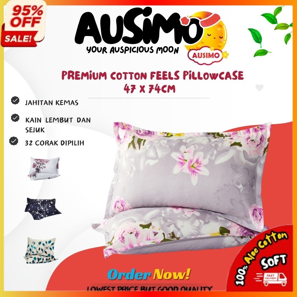 AUSIMO PC7001-PC7059 Premium Cotton Pattern Bedding Sarung Bantal/ PillowCase 47X74cm