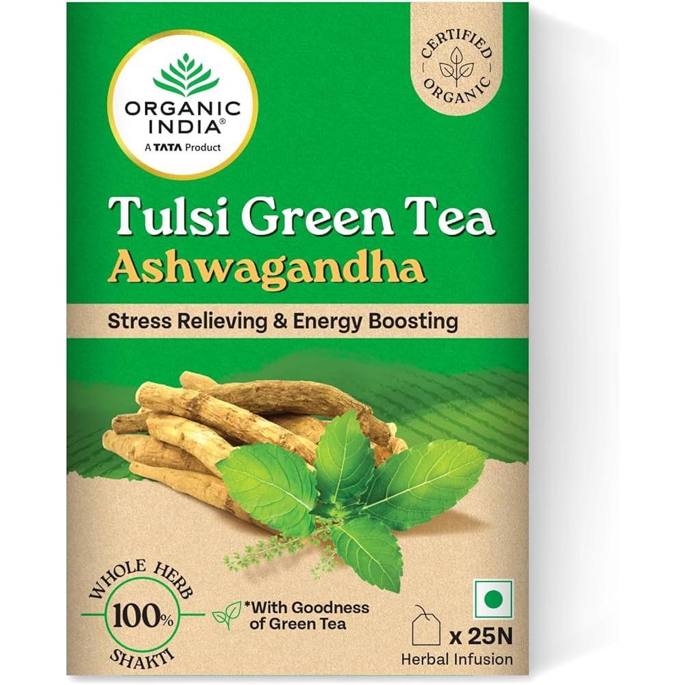 Organic India Tulsi Green Tea Ashwagandha 25x1.8gm...