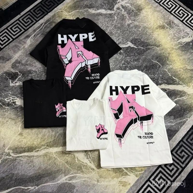 T-shirt untuk lelaki dan wanita,Logo HYPE PINK, uniseks, sesuai untuk semua musim, vintaj