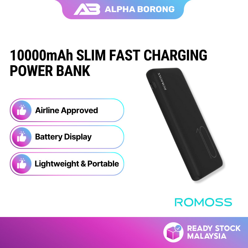 ROMOSS PSP10 10000mAh Slim Portable Powerbank (Pengecas Mudah Alih)