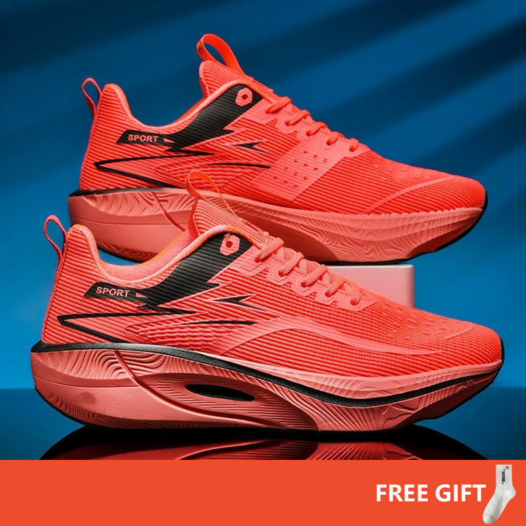 Full Palm Carbon Board Running Shoes Suitable for Professional Marathon Racing Running Shoes Mesh Breathable Shock Absorption