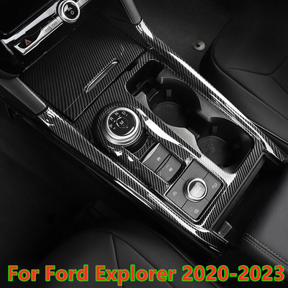 For Ford Explorer 2020-2023 Carbon Fiber Gear Shift Panel Cover Trim Decor 2PCS