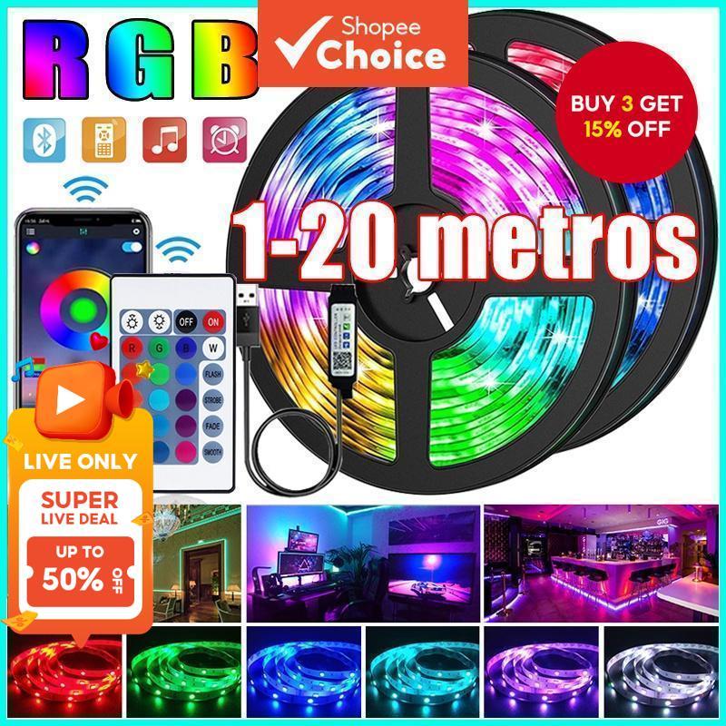 5M USB 5050 RGB LED Strip Lights with Music Sync, Remote, and App for TV and Bedroom Lighting.