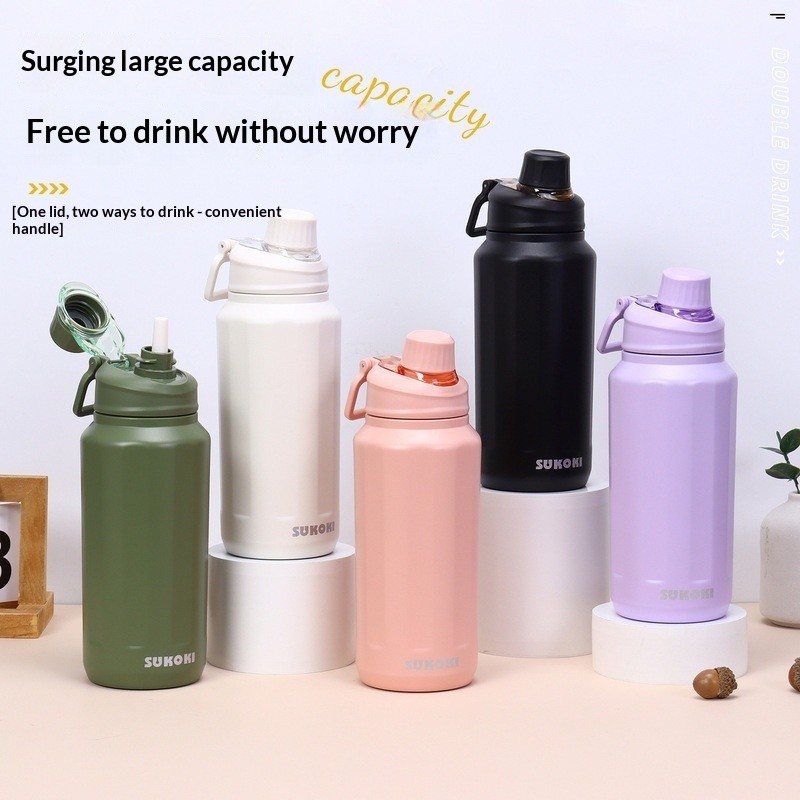 316 stainless steel large-capacity thermos cup cross-border high-value sports fitness water cup handle kettle