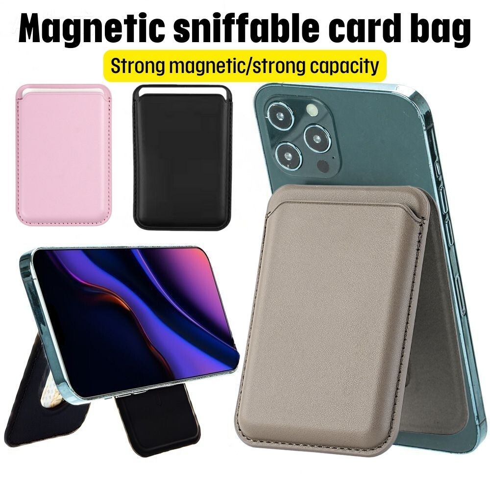 Premium Portable Leather Magnetic With Stand Safe Card Holder Wallet Compatible With Phone