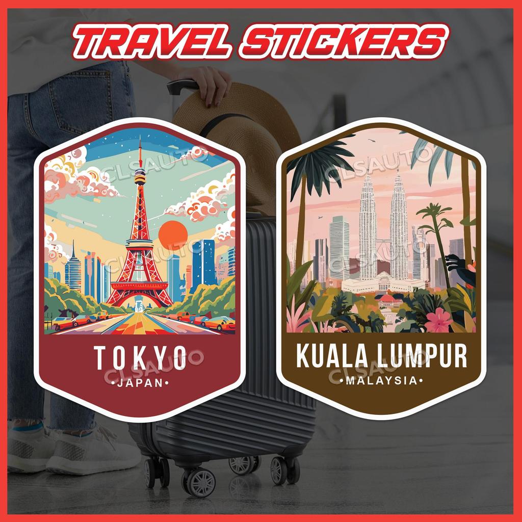 Travel Stickers – Retro Luggage Vinyl Decal | Waterproof, UV Print, Matte Finish
