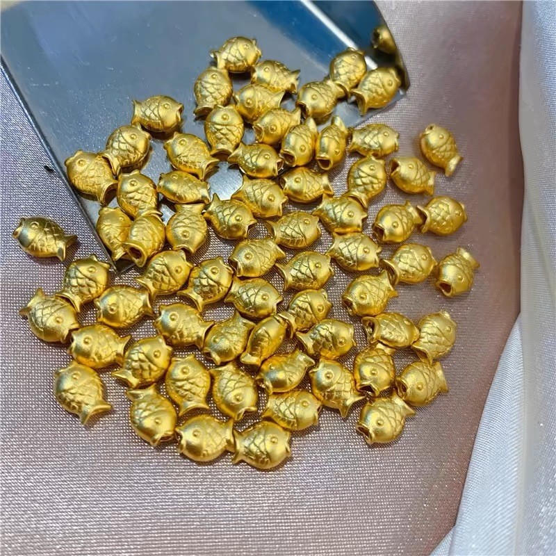 Emas 916 Kiss Fish Transfer Beads Little Goldfish DIY Bead Charm 916/ Kiss Fish Pendant gold 916