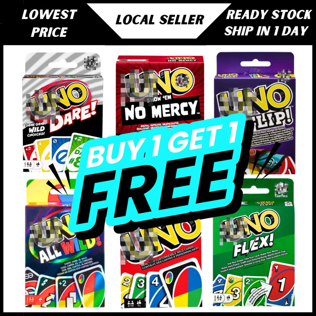 [] Unø No Mercy Card Game Combo Set with Flip Dare All Wild Flex Family Friends Party Boardgame Collection