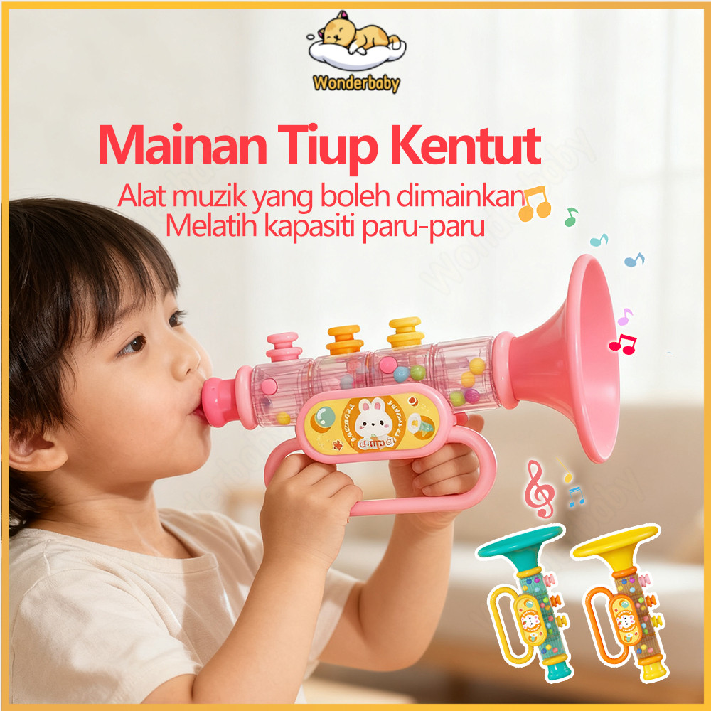 Wonderbaby Mainan Terompet Kanak-kanak Mini Blowing Trumpet Toys With Lanyard Kids Early Educational Toy Funny