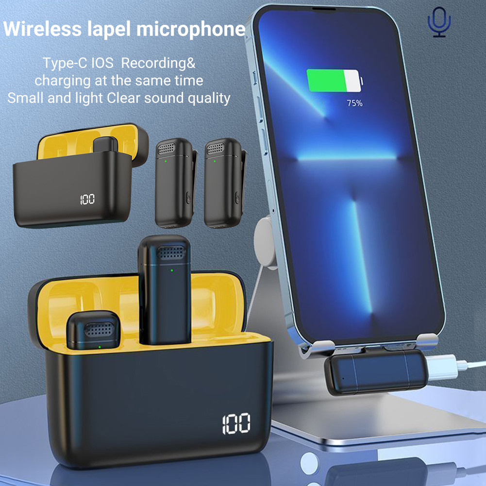 Active Noise Cancelling Wireless Mini Lapel Microphone for Type-C and IOS Use