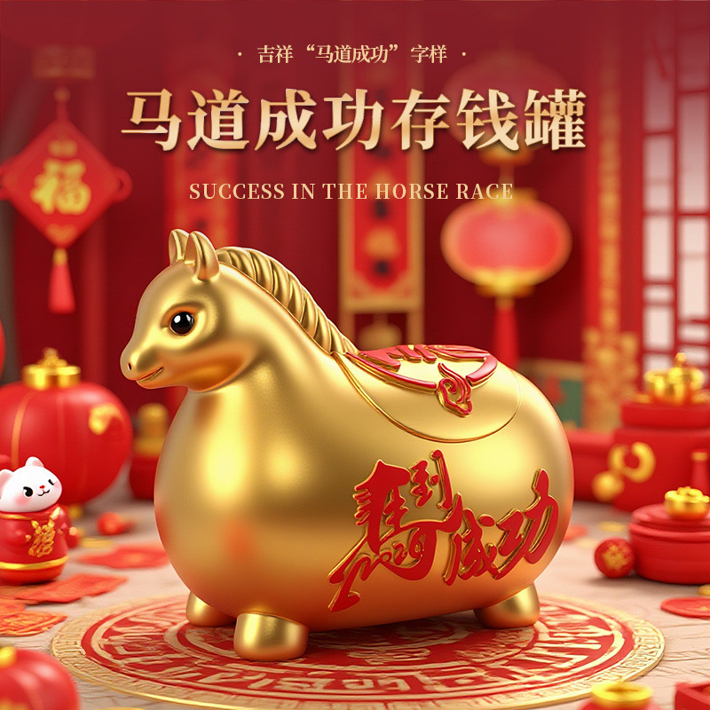 Horse to Success Year of the Horse Vinyl Piggy Bank Zodiac Horse Shape Creative Piggy Bank Home Decoration Gift