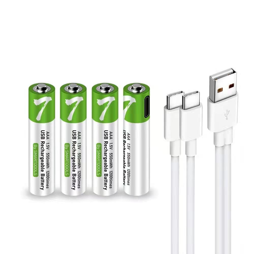 SMARTOOOLS AA/AAA USB Rechargeable Li-ion Battery USB Type-C Cable Lithium Fast & Quick Charge Li-ion Batteries