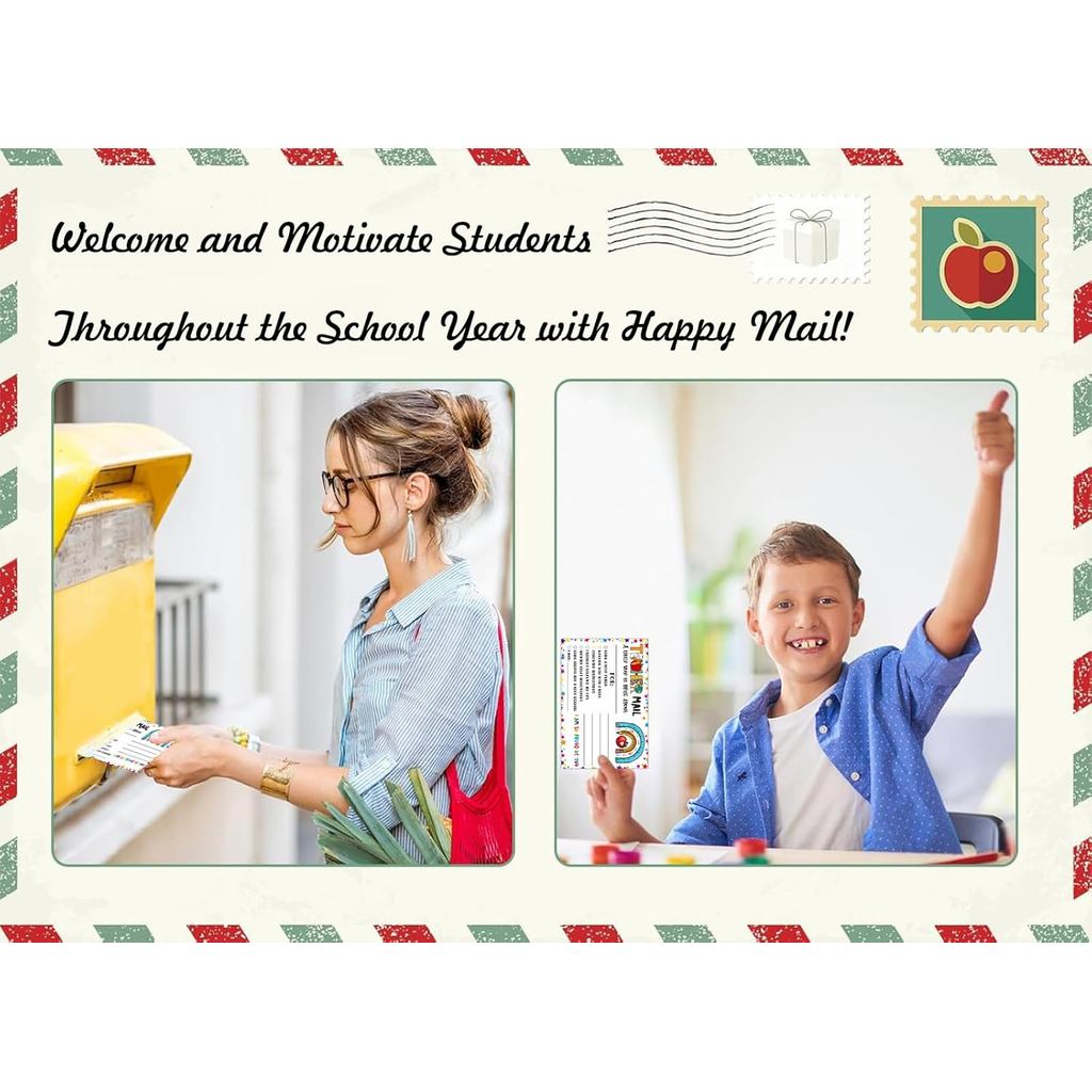 Nota Mel Guru WaaHome kepada Ibu Bapa Konfeti Rainbow Happy Mail Poskad Bilik Darjah Kad Insentif Tingkah Laku Baik untuk Dihantar Pulang daripada Guru untuk Tadika Prasekolah Rendah