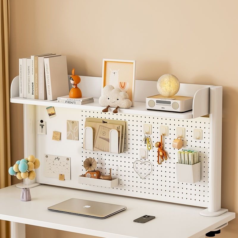 Desktop Pegboard Belajar dengan Klip & Magnet | Organizer Meja Alat Tulis Buku 2/3 Lapis 60-100cm
