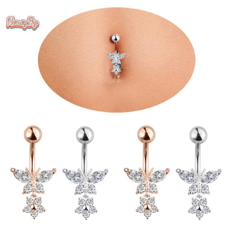 honeybird Butterfly Zircon Surgical Steel Navel Piercing Belly Button Rings Body Jewelry Nice